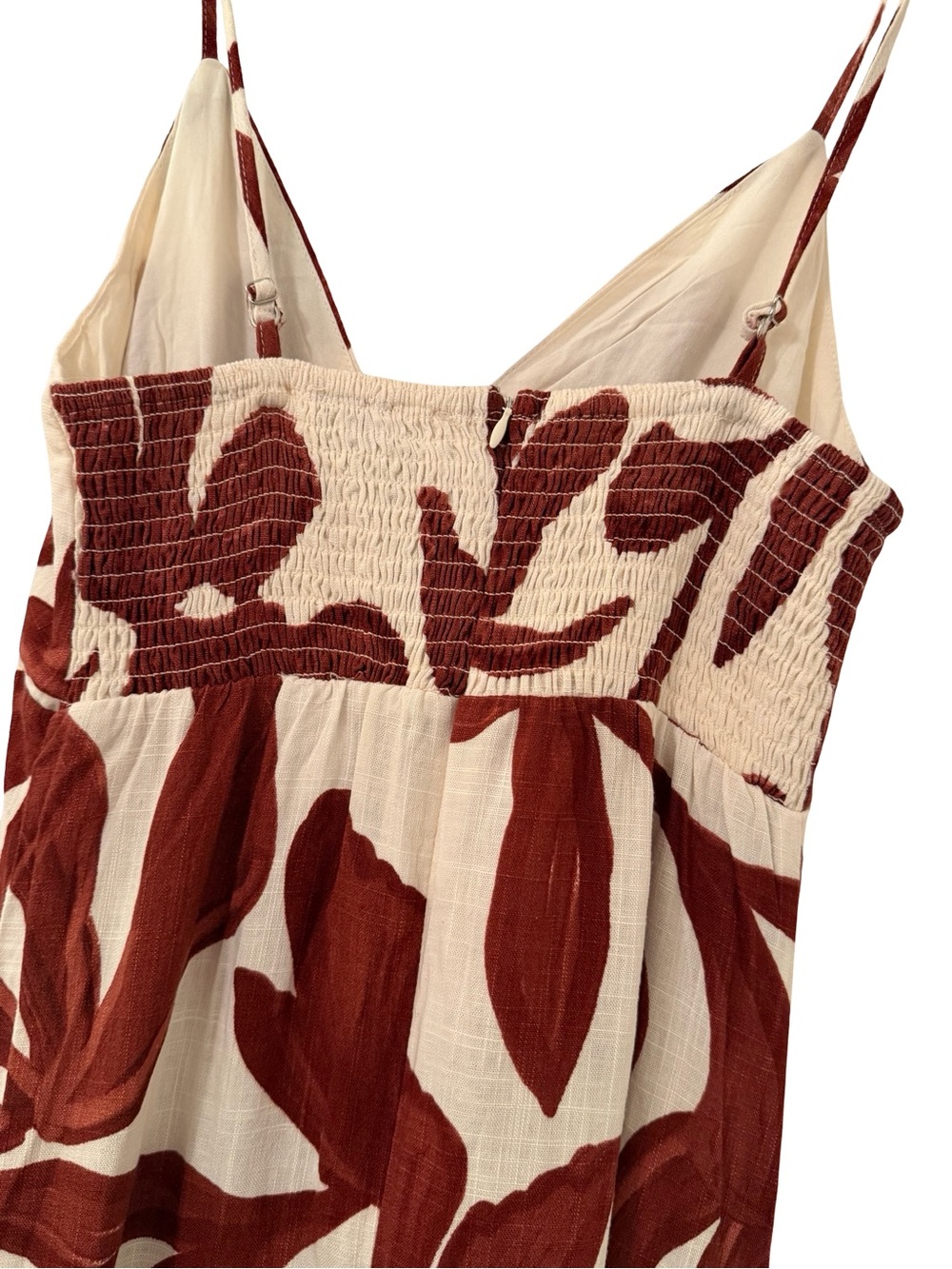 Paper Heart Anthropologie Floral Linen Blend Maxi Dress Ivory Rust S NWT - Picture 7 of 9